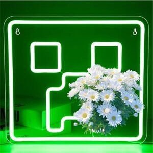 Neon LED Minecraft Creeper Wall Sign Gamer Decor